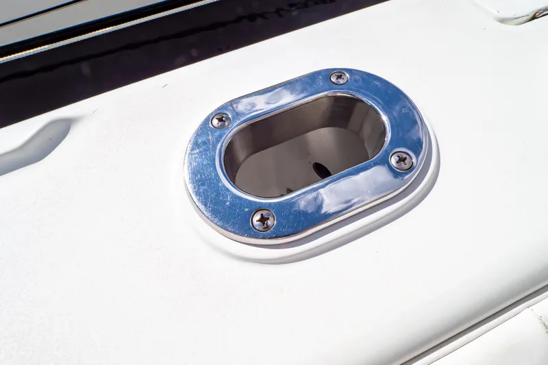  Yacht Photos Pics Chrome boat rod holder on 2003 Intrepid 370 Cuddy deck.