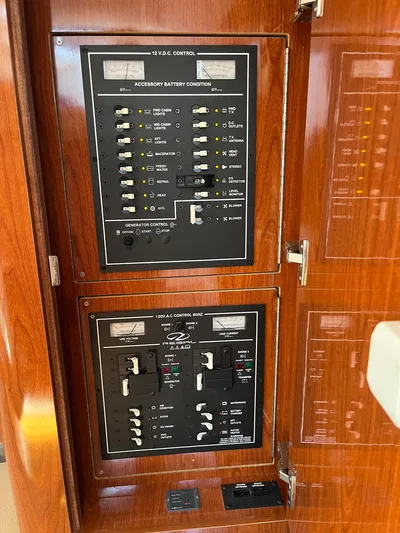 Souper Tuscan Yacht Photos Pics Electrical control panel on a 2011 Regal 35 Express Cruiser boat.
