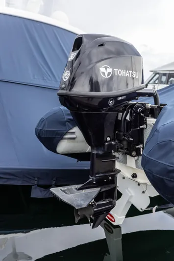 Yeomalt Yacht Photos Pics Tohatsu outboard motor on a 2014 Grand Banks 50 Eastbay SX yacht.