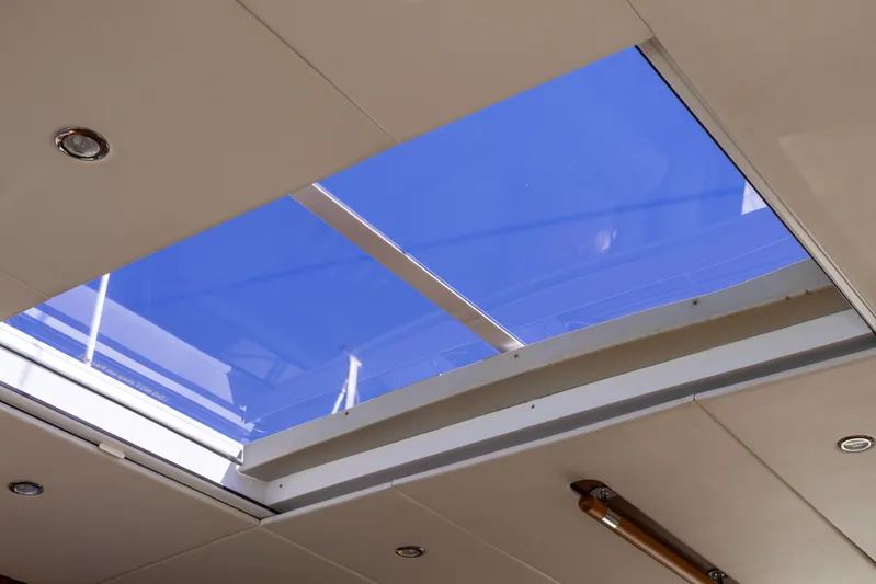 Yeomalt Yacht Photos Pics Skylight view from the interior of a 2014 Grand Banks 50 Eastbay SX yacht.