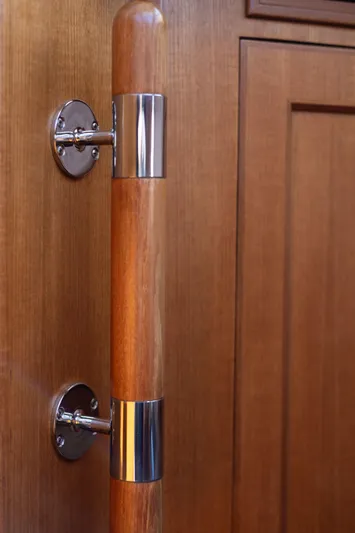 Yeomalt Yacht Photos Pics Wooden door handle on a 2014 Grand Banks 50 Eastbay SX yacht.