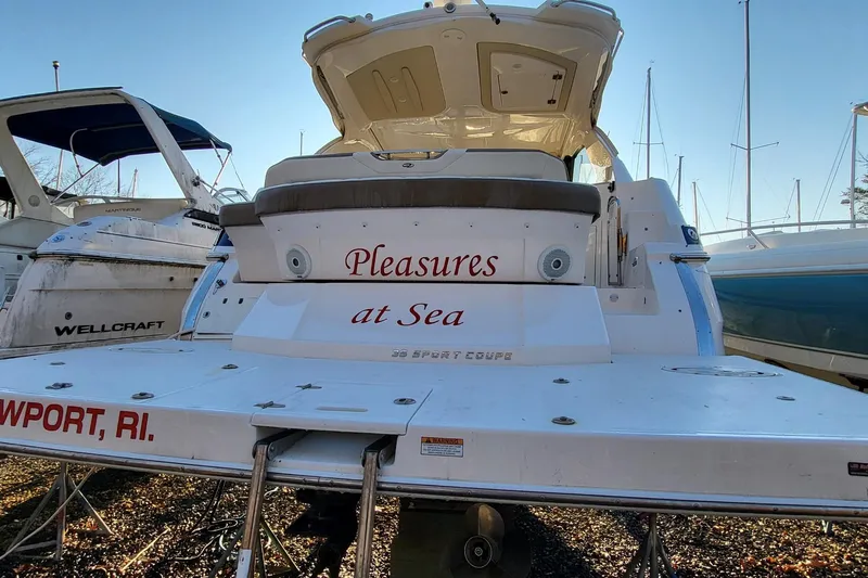  Yacht Photos Pics 2018 Regal 35 Sport Coupe boat named "Pleasures at Sea" docked in Newport, RI.