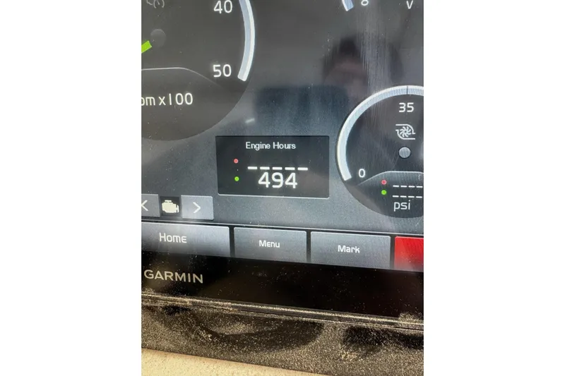  Yacht Photos Pics Dashboard of 2018 Regal 35 Sport Coupe showing 494 engine hours.