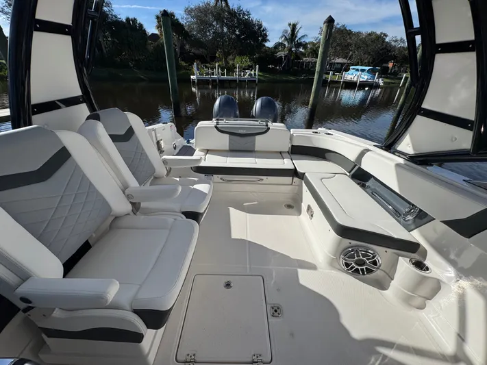  Yacht Photos Pics Interior of 2023 Chaparral 280 OSX with luxurious seating.