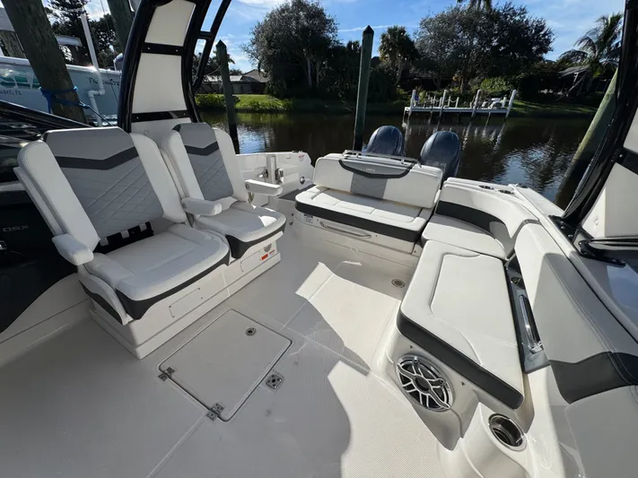  Yacht Photos Pics Interior of 2023 Chaparral 280 OSX with luxurious seating.