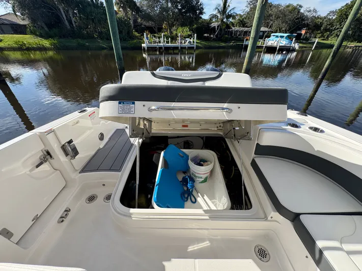  Yacht Photos Pics Storage compartment in Chaparral 280 OSX boat, 2023 model.