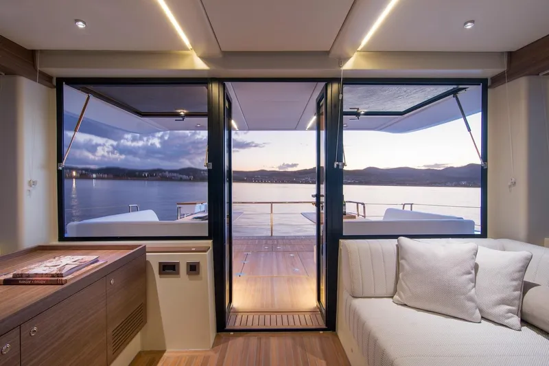  Yacht Photos Pics Luxurious interior of 2026 Omikron Yachts OT-60 with scenic ocean view.