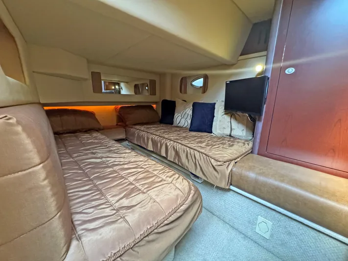 Devine Intervention Yacht Photos Pics Luxurious interior of 2007 Sea Ray 44 Sedan Bridge yacht cabin.