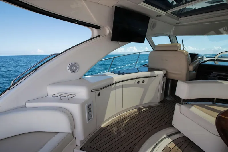  Yacht Photos Pics Luxurious interior of 2012 Sea Ray 580 Sundancer yacht with ocean view.