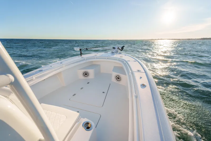  Yacht Photos Pics BARKER 26 boat cruising on ocean at sunset, 2020 model.