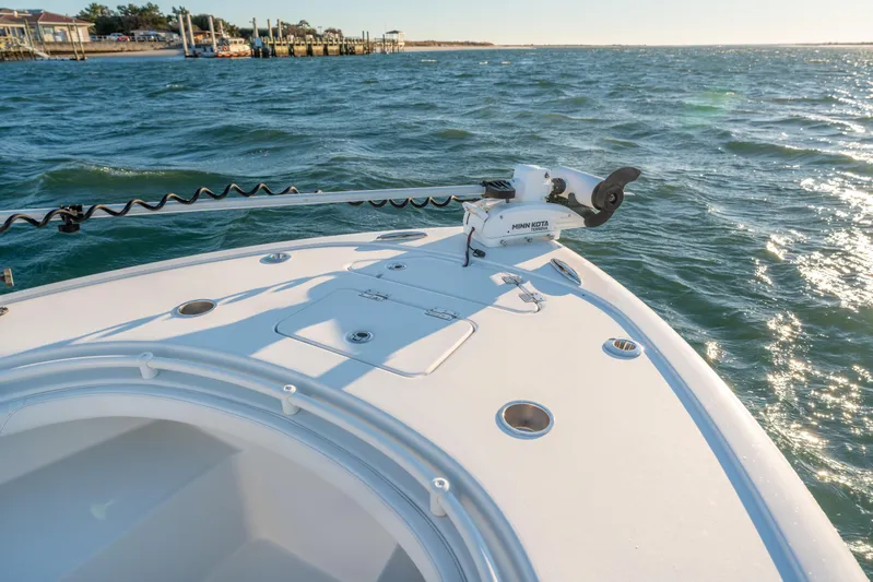  Yacht Photos Pics BARKER 26 boat on water, featuring Minn Kota trolling motor, 2020 model.