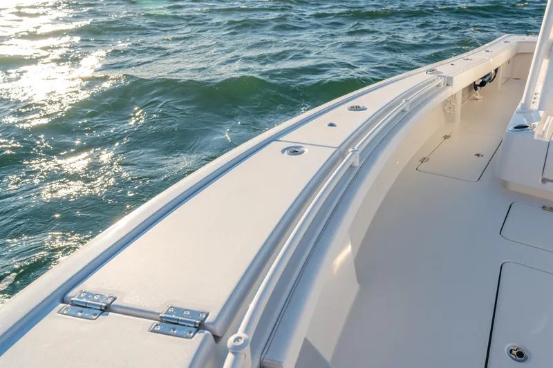  Yacht Photos Pics BARKER 26 boat deck, 2020 model, on shimmering water.