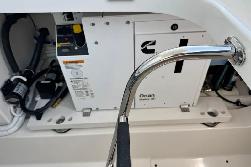  Yacht Photos Pics 2025 Tiara Yachts 38 LS engine compartment with Cummins Onan Marine generator.