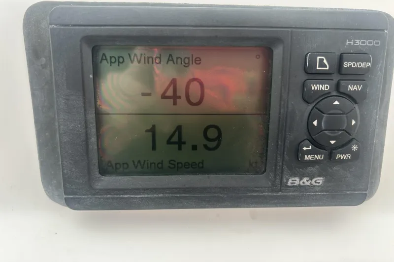 Unbound Yacht Photos Pics B&G H3000 display showing wind angle and speed on Beneteau First 47.7, 2001 model.