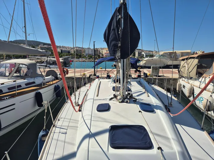 Princess Yacht Photos Pics Grand Soleil 45 sailboat docked at marina, sunny day, 2008 model.