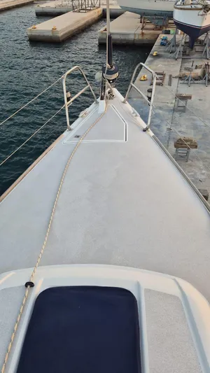 Princess Yacht Photos Pics Deck view of a 2008 Grand Soleil 45 yacht docked at a marina.