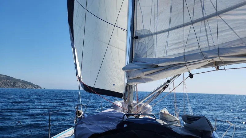 Princess Yacht Photos Pics Sailing on a 2008 Grand Soleil 45 yacht with open sails on a clear day.