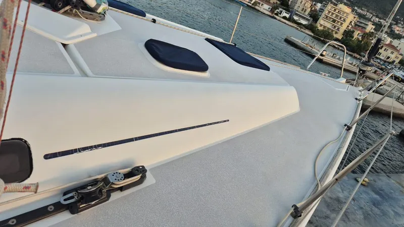 Princess Yacht Photos Pics Sailing yacht Grand Soleil 45, 2008 model, docked at a marina with scenic waterfront views.