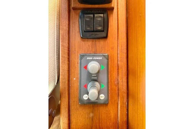  Yacht Photos Pics Control panel on 2012 Ranger Tugs R-29 boat with Side-Power thruster switches.