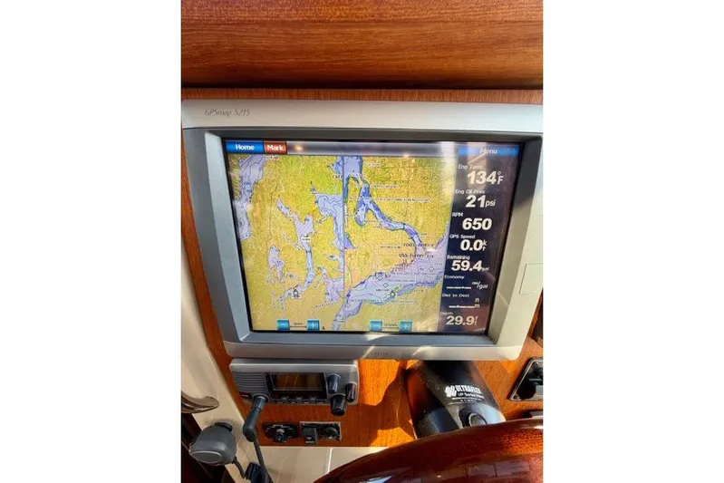  Yacht Photos Pics GPS navigation screen on 2012 Ranger Tugs R-29 boat dashboard.