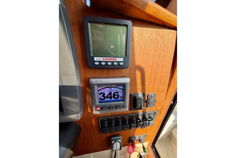  Yacht Photos Pics Control panel of 2012 Ranger Tugs R-29 boat with Yanmar display and switches.