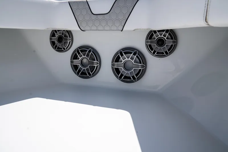 Pharma-sea Yacht Photos Pics 2023 Contender 44 CB boat speakers in sleek, modern interior design.