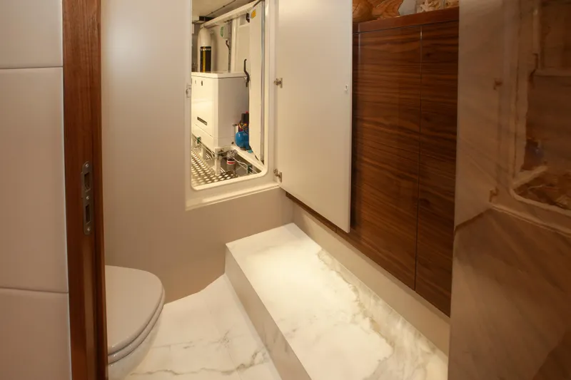  Yacht Photos Pics Luxurious bathroom interior of 2019 Van den Hoven Executive 2100 yacht.