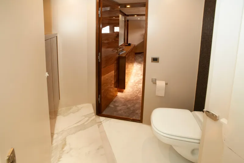  Yacht Photos Pics Luxurious bathroom interior of 2019 Van den Hoven Executive 2100 yacht.