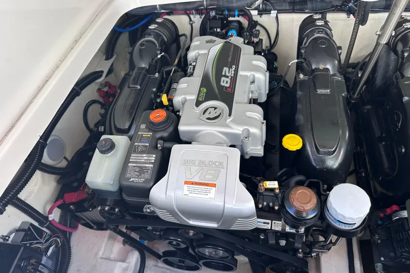  Yacht Photos Pics Engine compartment of a 2019 Formula 310 Bowrider with a powerful V8 engine.