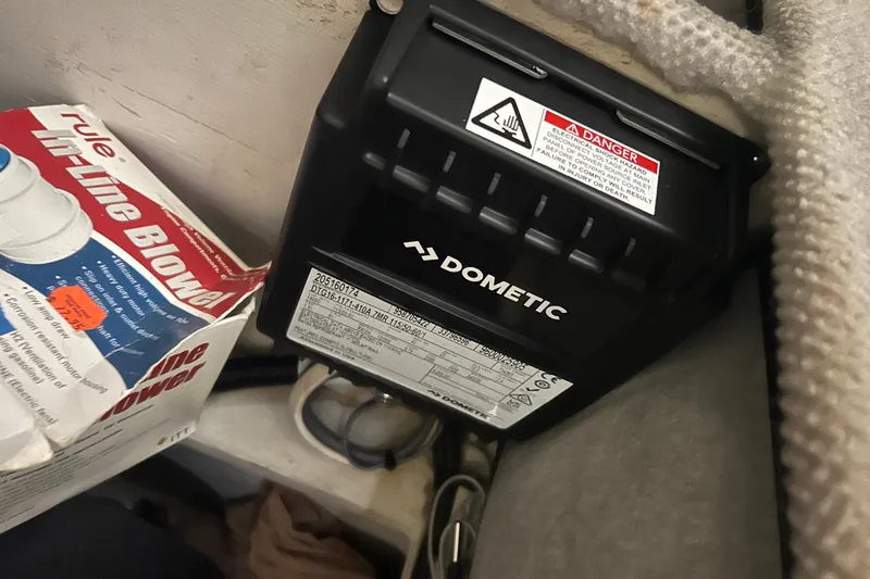 Living The Dream Yacht Photos Pics Dometic unit and Rule in-line blower box on a 1997 Silverton 402 Motor Yacht.