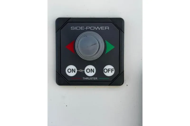 Gullwing Yacht Photos Pics Side-Power thruster control panel on 1998 Mikelson 43 Sportfisher boat.
