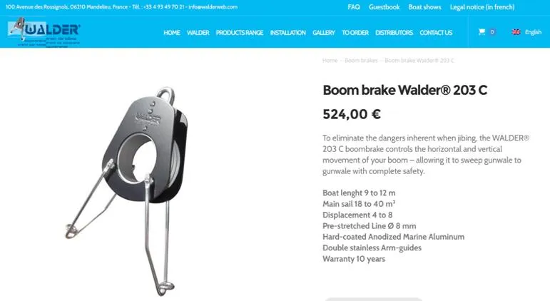  Yacht Photos Pics Boom brake Walder® 203 C for Beneteau Oceanis Clipper 393, 2006 model, priced at 524,00 €.