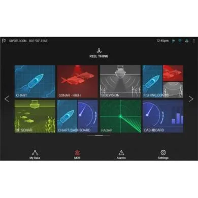  Yacht Photos Pics Navigation and sonar display on Beneteau Oceanis Clipper 393, 2006 model, showing various marine tools.