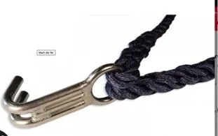  Yacht Photos Pics Close-up of a braided rope with a metal hook, suitable for Beneteau Oceanis Clipper 393, 2006.