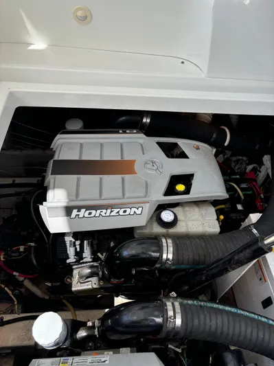  Yacht Photos Pics 2011 Cruisers Yachts 330 Express engine compartment with Horizon engine.