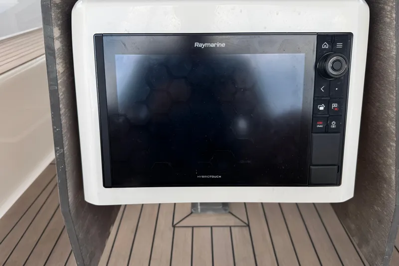  Yacht Photos Pics Raymarine navigation display on 2023 Dufour 530 yacht, featuring HybridTouch technology.