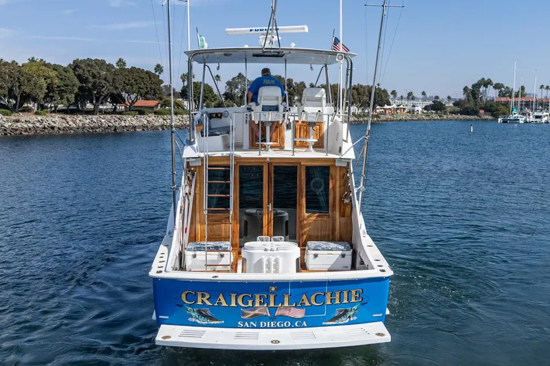  Yacht Photos Pics 1974 Hatteras Convertible Sportfisher boat named "CRAIGELLACHIE" in San Diego waters.
