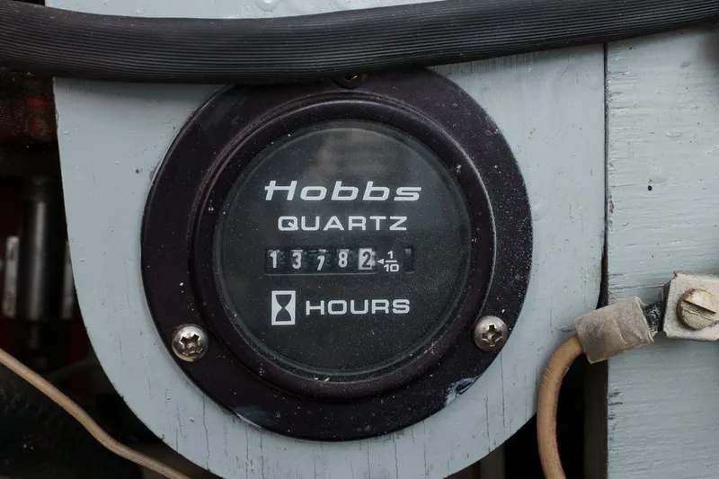  Yacht Photos Pics Hobbs quartz hour meter displaying 13782.1 hours on 1974 Hatteras Convertible Sportfisher.