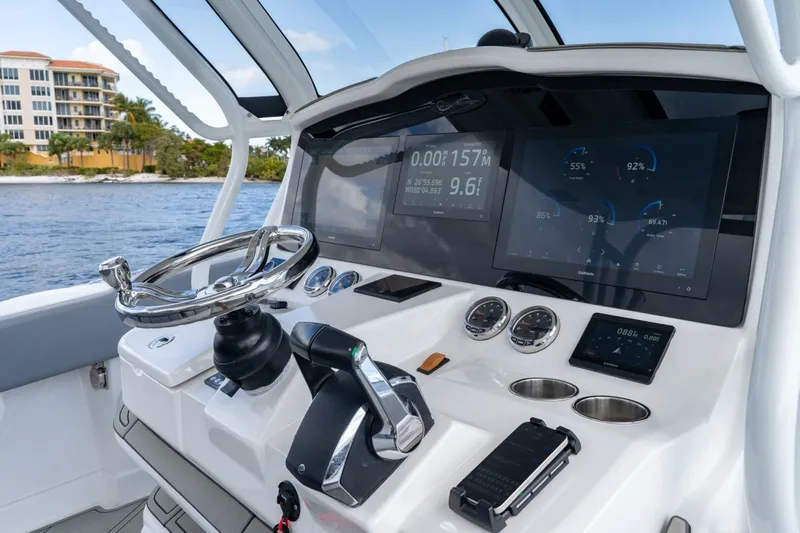 Bramate Yacht Photos Pics 2023 Blackwater High-Performance boat dashboard with advanced navigation and control systems.