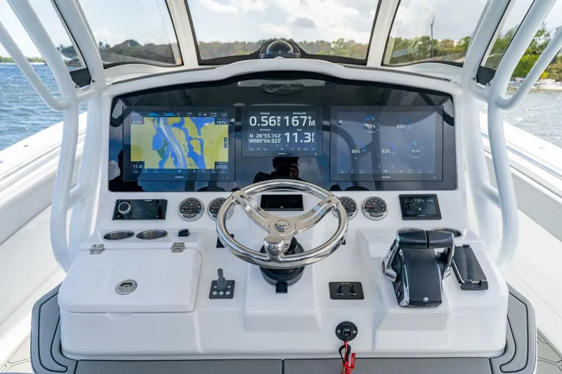 Bramate Yacht Photos Pics 2023 Blackwater High-Performance boat dashboard with advanced navigation and control systems.