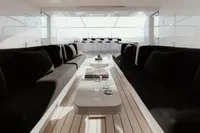 Luxurious Austal Displacement yacht interior, 2007 model, featuring elegant seating and modern design.