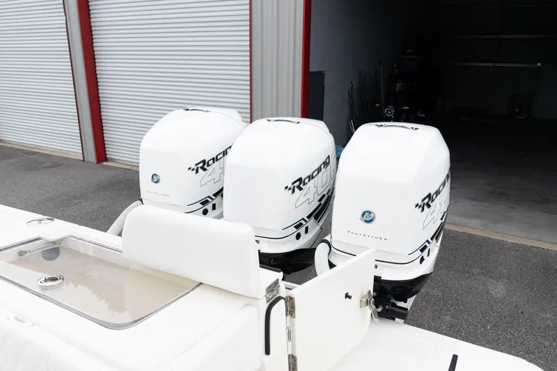  Yacht Photos Pics 2017 SeaVee 340Z boat with triple Mercury Racing 400R outboard engines.