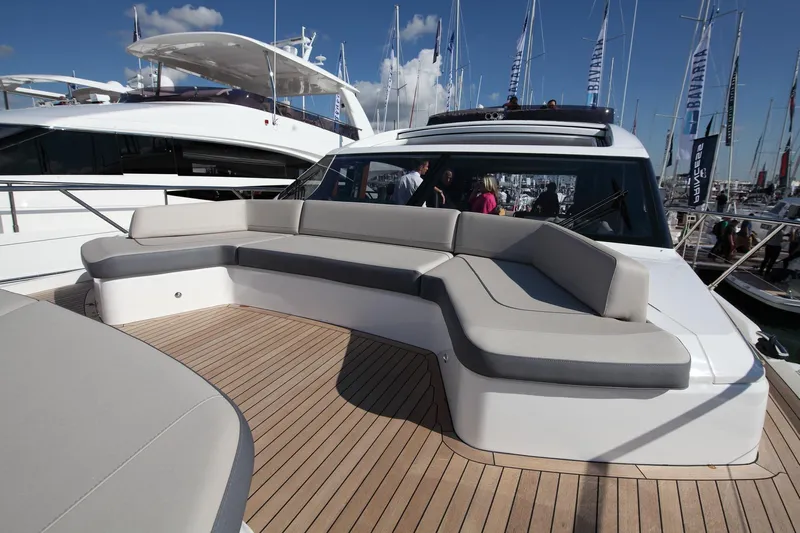  Yacht Photos Pics Luxurious 2018 Princess S65 yacht with spacious deck seating and elegant design.