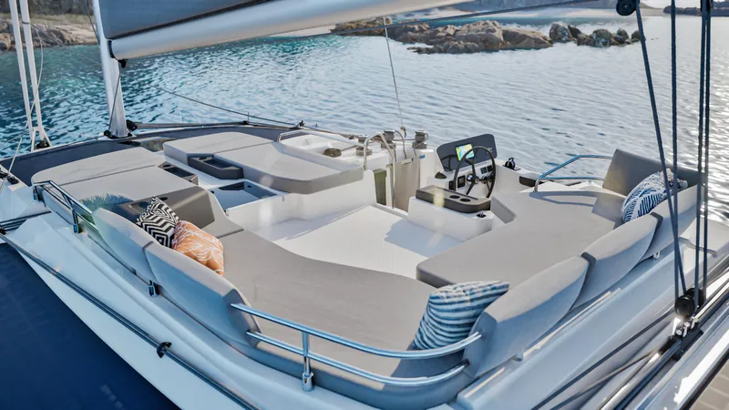 Fp 44 In St. Thomas, Usvi. Ex-factory April 2026 Yacht Photos Pics Luxurious 2026 Fountaine Pajot 44 catamaran with spacious deck and modern seating.