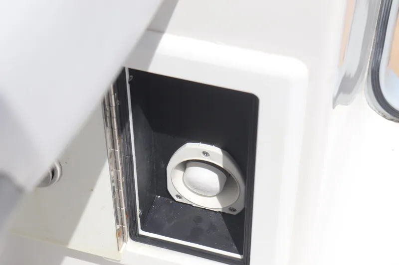 Reel Grateful Yacht Photos Pics Compartment on 2021 Albemarle 31 DC boat, featuring a recessed fixture.