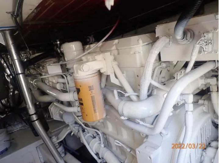 Badfish Yacht Photos Pics Engine room of a 1998 Ocean Yachts 40 Super Sport boat.