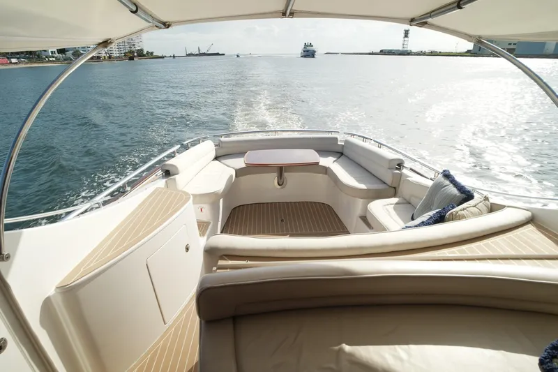 Our Trade Yacht Photos Pics Luxurious 2013 Zeelander Z44 yacht interior with elegant seating and scenic ocean view.