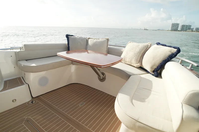 Our Trade Yacht Photos Pics Luxurious seating area on 2013 Zeelander Z44 yacht with ocean view.