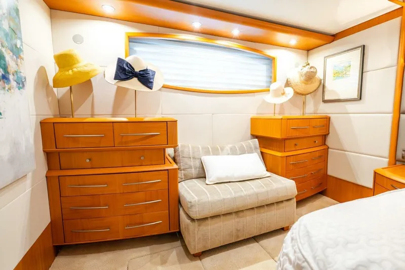 Serenity Yacht Photos Pics Luxurious 2008 Lazzara motor yacht interior with elegant wood cabinetry and stylish decor.