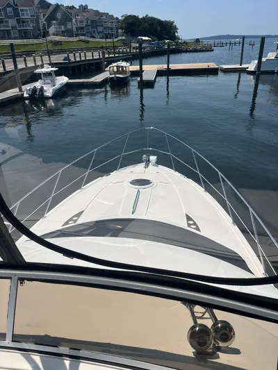  Yacht Photos Pics 2008 Meridian 391 Sedan yacht docked at a marina with waterfront homes.